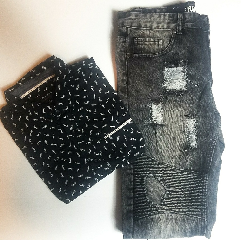 Adam Levine Button Down And True Rock Biker Jeans